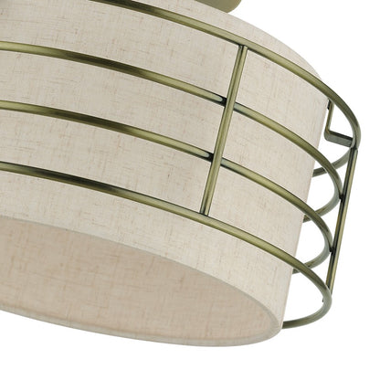 Livex Blanchard 1 Light Medium Semi-Flush Mount, Brass/Oatmeal
