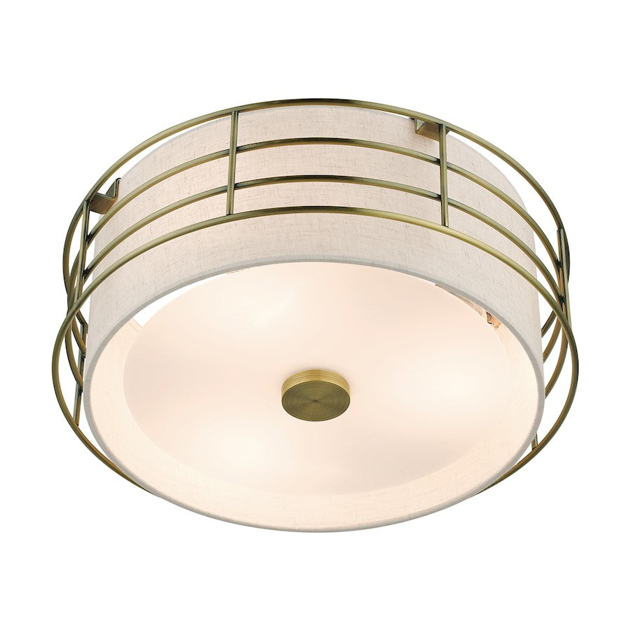 Livex Blanchard 3 Light Large Semi-Flush Mount, Brass/Oatmeal