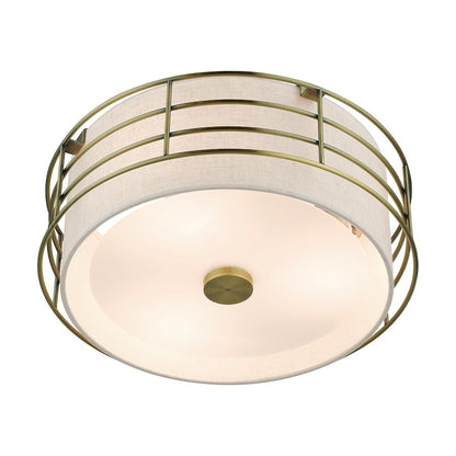 Livex Blanchard 3 Light Large Semi-Flush Mount, Brass/Oatmeal
