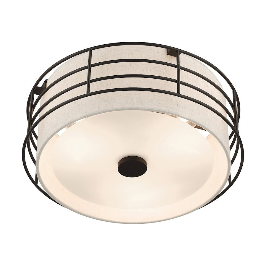 Livex Blanchard 3 Light Large Semi-Flush, English Bronze/Oatmeal