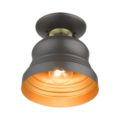 Livex Endicott 1 Lt Petite Bell Semi-Flush Mount, Bronze/Brass/Gold