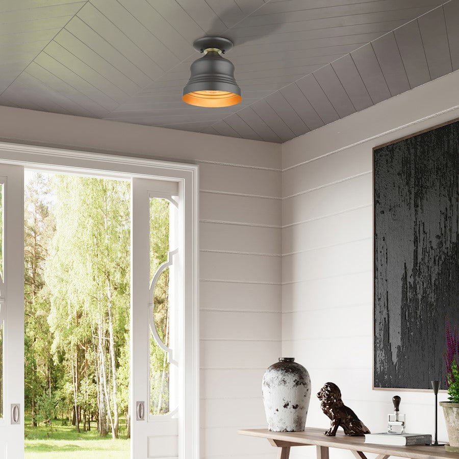 Livex Endicott 1 Lt Petite Bell Semi-Flush Mount, Bronze/Brass/Gold