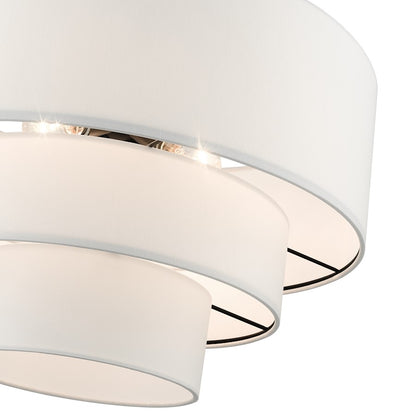 Livex Carrington 4 Lt Pendant Chandelier, Bronze/White Fabric Inside