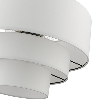 Livex Carrington 4 Lt Pendant Chandelier, Bronze/White Fabric Inside