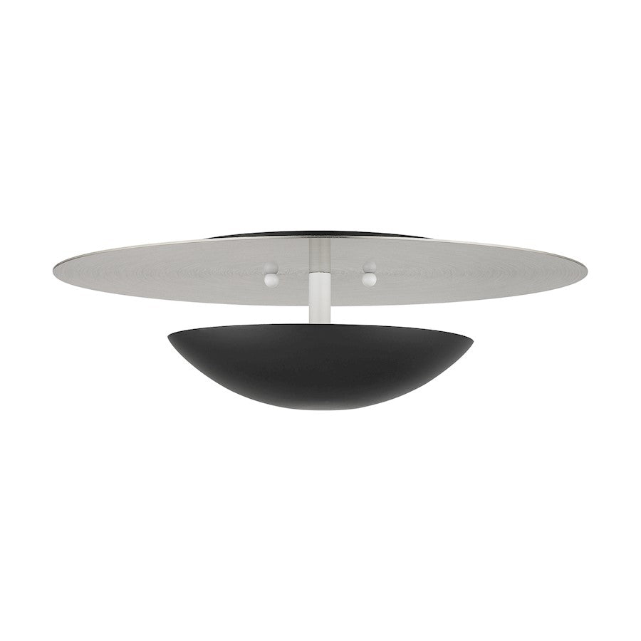 Livex Ventura 2 Lt Large Semi-Flush/Sconce, Black/Nickel Reflector BP