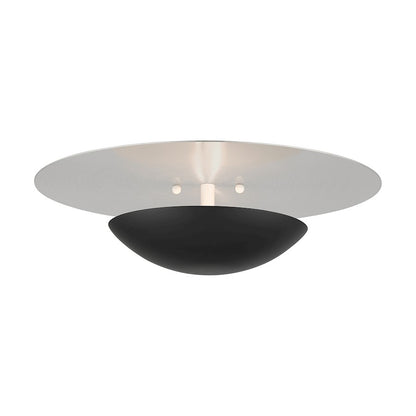 Livex Ventura 2 Lt Large Semi-Flush/Sconce, Black/Nickel Reflector BP