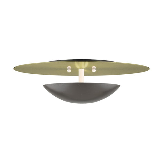 Livex Ventura 2 Lt Large Semi-Flush/Sconce, Bronze/Brass Reflector BP