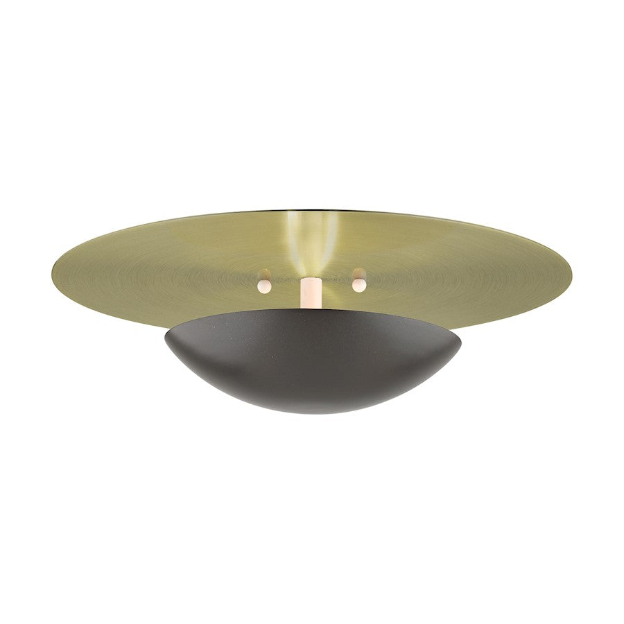 Livex Ventura 2 Lt Large Semi-Flush/Sconce, Bronze/Brass Reflector BP