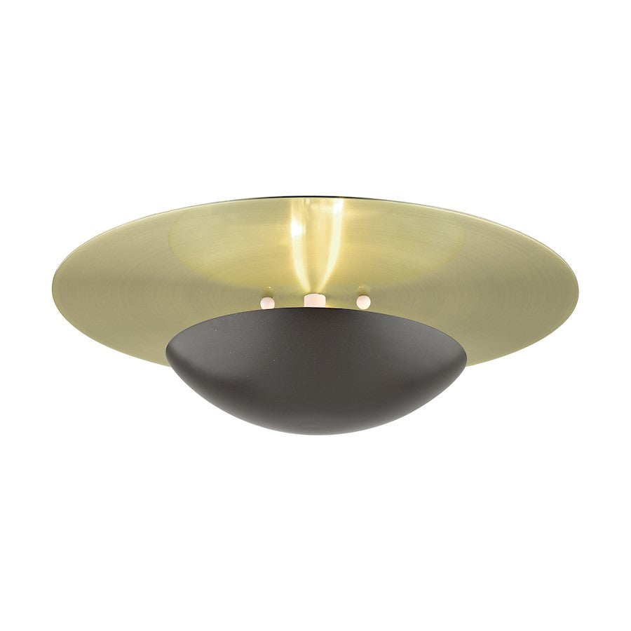 Livex Ventura 2 Lt Large Semi-Flush/Sconce, Bronze/Brass Reflector BP