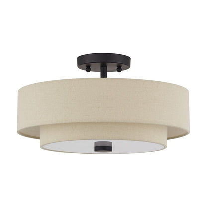 Livex Bellingham 3Lt Large Semi-Flush, Bronze/Parchment Hardback