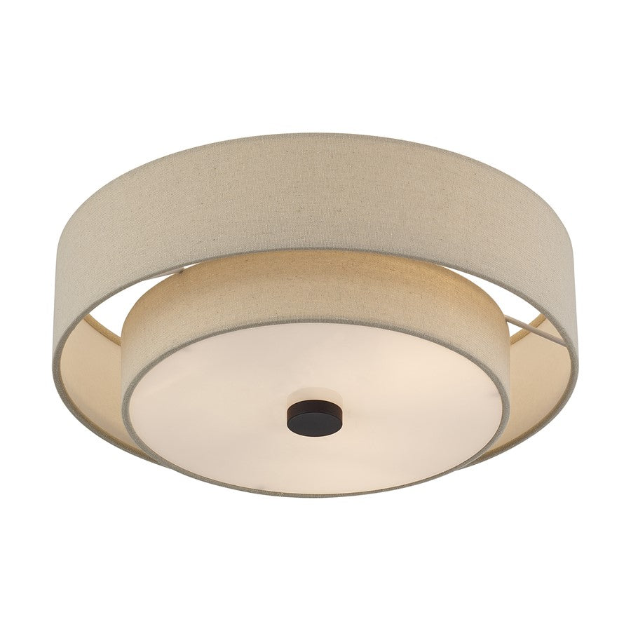 Livex Bellingham 3Lt Large Semi-Flush, Bronze/Parchment Hardback