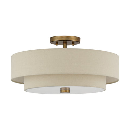 Livex Bellingham 4Lt 18" Semi-Flush, Gold/Parchment Hardback/White