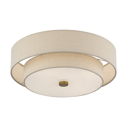 Livex Bellingham 4Lt 18" Semi-Flush, Gold/Parchment Hardback/White