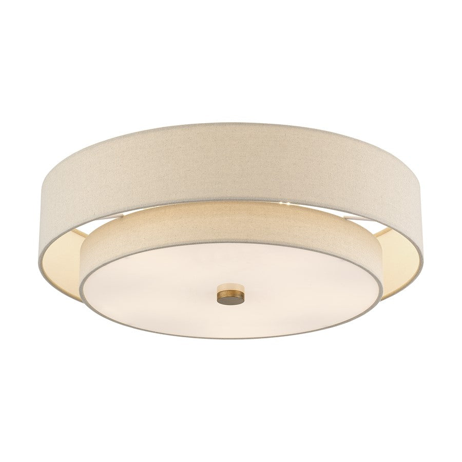 Livex Bellingham 5Lt 22" Semi-Flush, Gold/Parchment Hardback/White