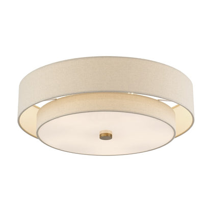 Livex Bellingham 5Lt 22" Semi-Flush, Gold/Parchment Hardback/White