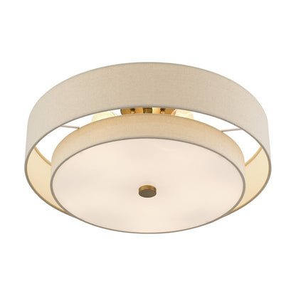 Livex Bellingham 5Lt 22" Semi-Flush, Gold/Parchment Hardback/White