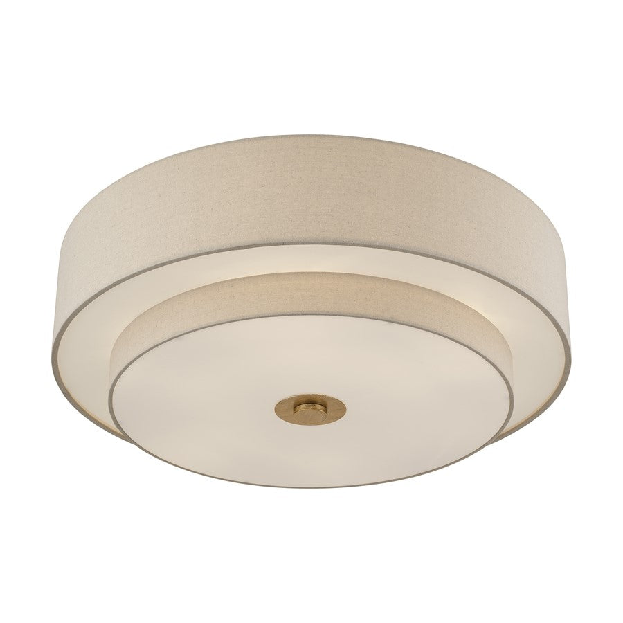 Livex Bellingham 6Lt 30" Semi-Flush, Gold/Parchment Hardback/White