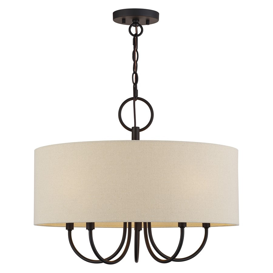 Livex Bellingham 5Lt Pendant Chandelier, Bronze/Parchment Hardback - 58865-07
