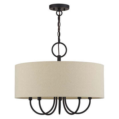 Livex Bellingham 5Lt Pendant Chandelier, Bronze/Parchment Hardback
