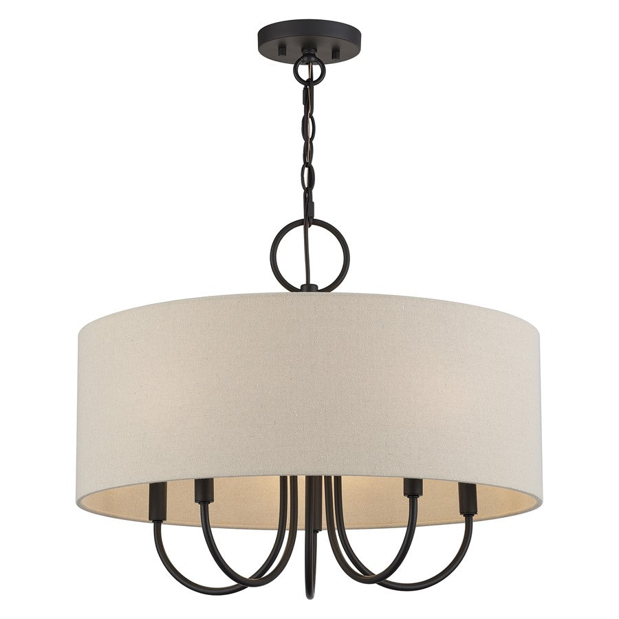 Livex Bellingham 5Lt Pendant Chandelier, Bronze/Parchment Hardback