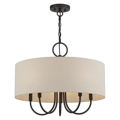 Livex Bellingham 5Lt Pendant Chandelier, Bronze/Parchment Hardback