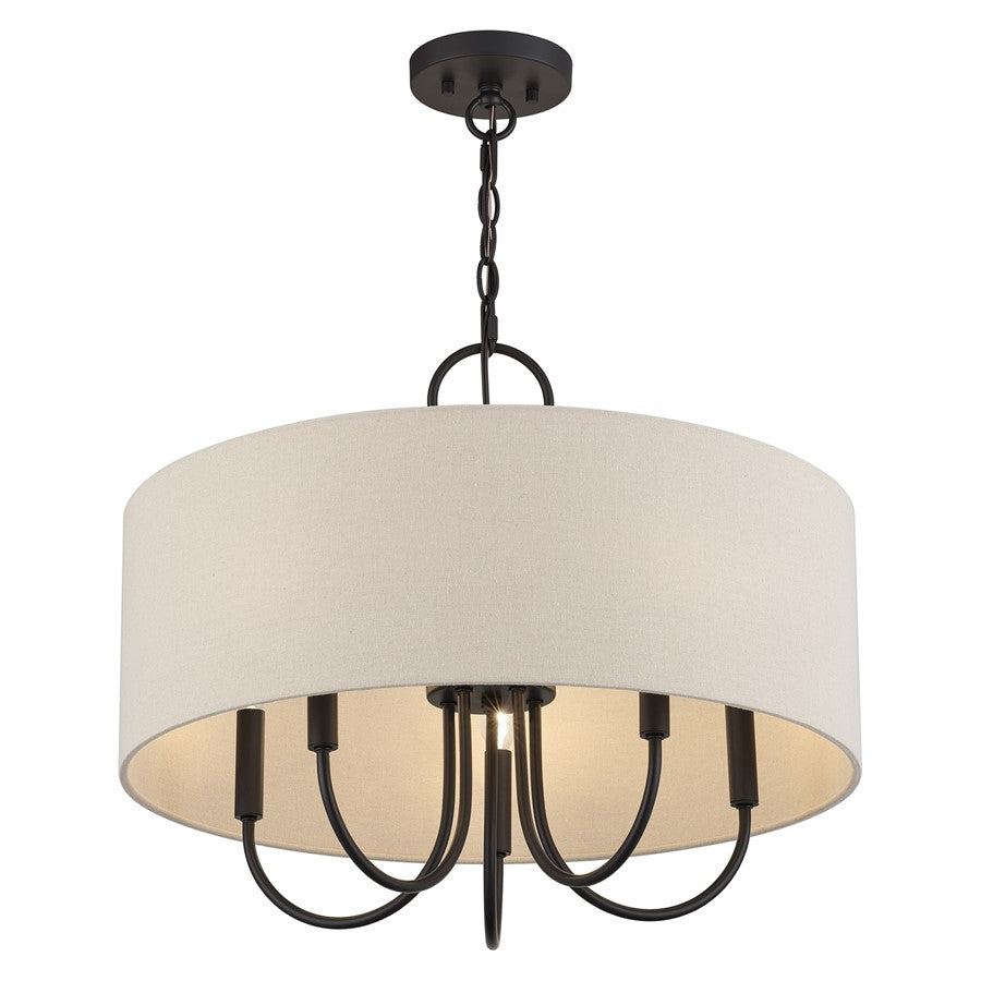 Livex Bellingham 5Lt Pendant Chandelier, Bronze/Parchment Hardback