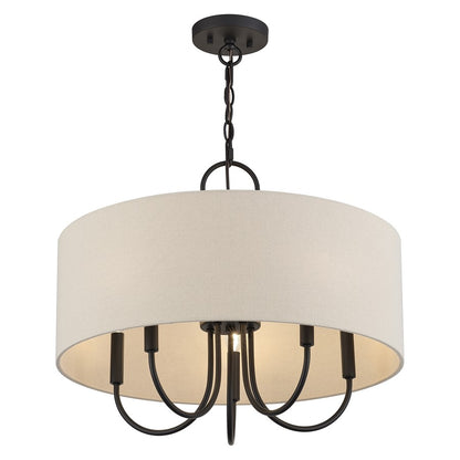 Livex Bellingham 5Lt Pendant Chandelier, Bronze/Parchment Hardback