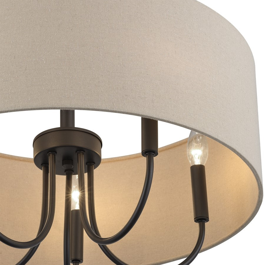 Livex Bellingham 5Lt Pendant Chandelier, Bronze/Parchment Hardback