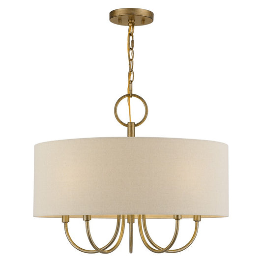 Livex Bellingham 5Lt Pendant Chandelier, Gold/Parchment Hardback - 58865-48