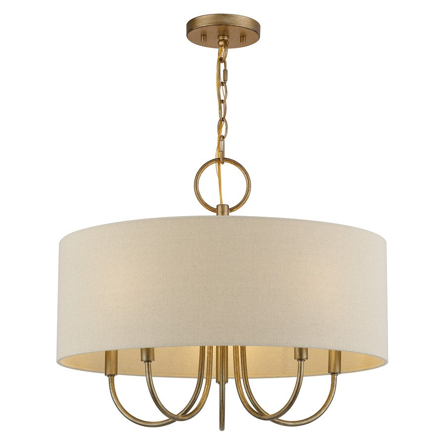 Livex Bellingham 5Lt Pendant Chandelier, Gold/Parchment Hardback