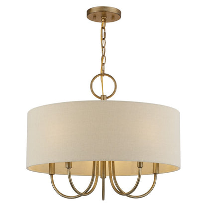 Livex Bellingham 5Lt Pendant Chandelier, Gold/Parchment Hardback
