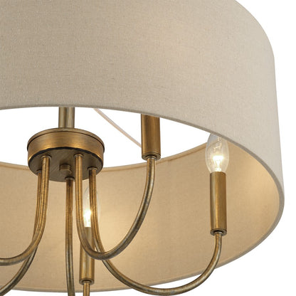 Livex Bellingham 5Lt Pendant Chandelier, Gold/Parchment Hardback