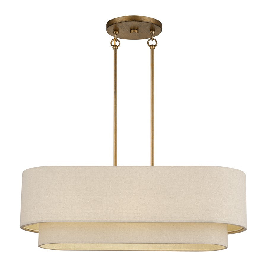 Livex Bellingham 3Lt Medium Chandelier, Gold/Parchment Hardback