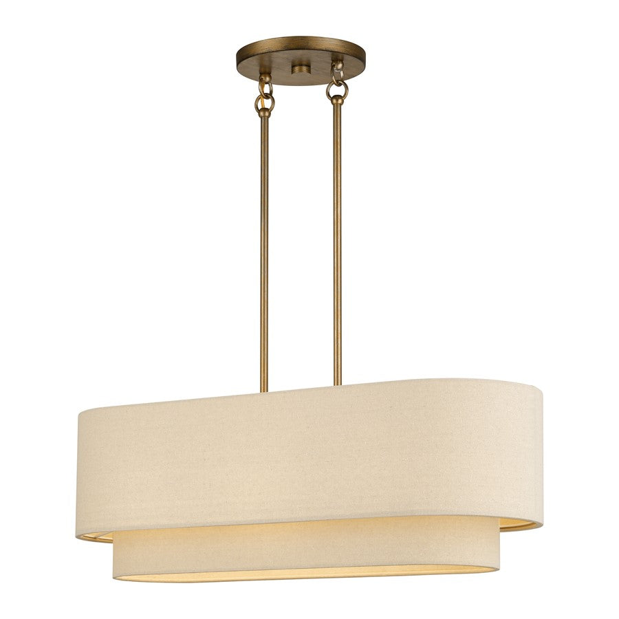 Livex Bellingham 3Lt Medium Chandelier, Gold/Parchment Hardback