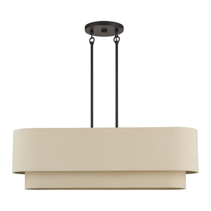 Livex Bellingham 4Lt Large Chandelier, Bronze/Parchment Hardback