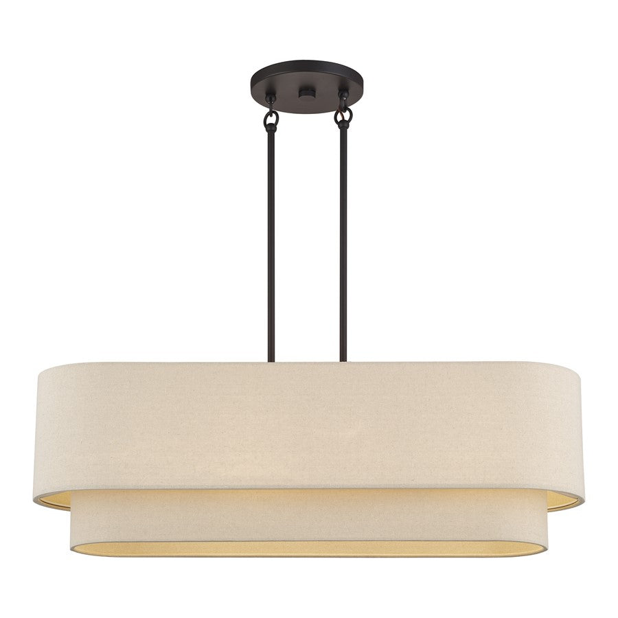 Livex Bellingham 4Lt Large Chandelier, Bronze/Parchment Hardback