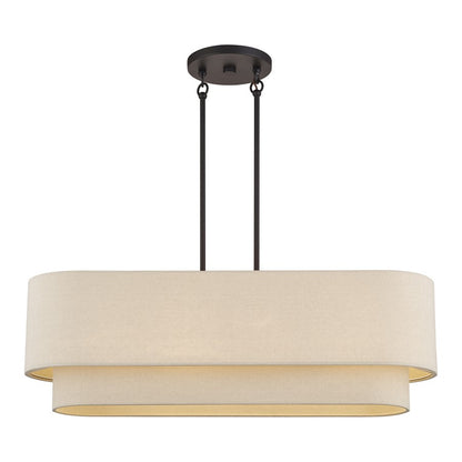 Livex Bellingham 4Lt Large Chandelier, Bronze/Parchment Hardback