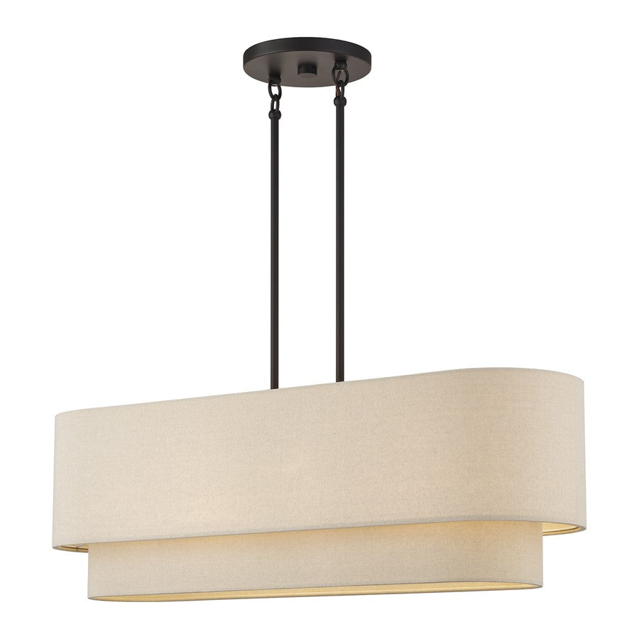 Livex Bellingham 4Lt Large Chandelier, Bronze/Parchment Hardback