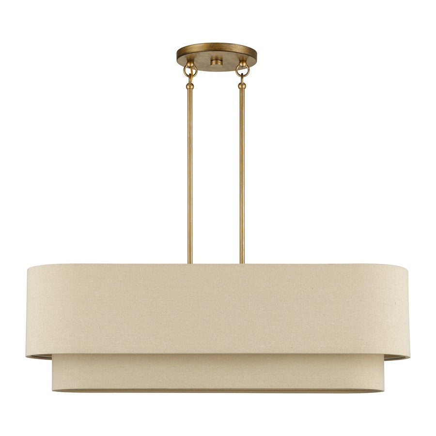 Livex Bellingham 4Lt Large Chandelier, Gold/Parchment Hardback