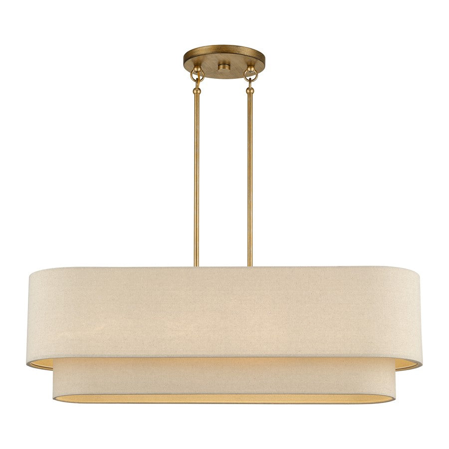 Livex Bellingham 4Lt Large Chandelier, Gold/Parchment Hardback