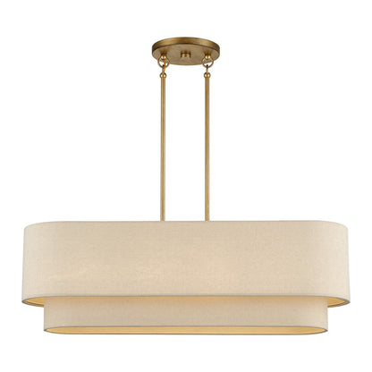 Livex Bellingham 4Lt Large Chandelier, Gold/Parchment Hardback
