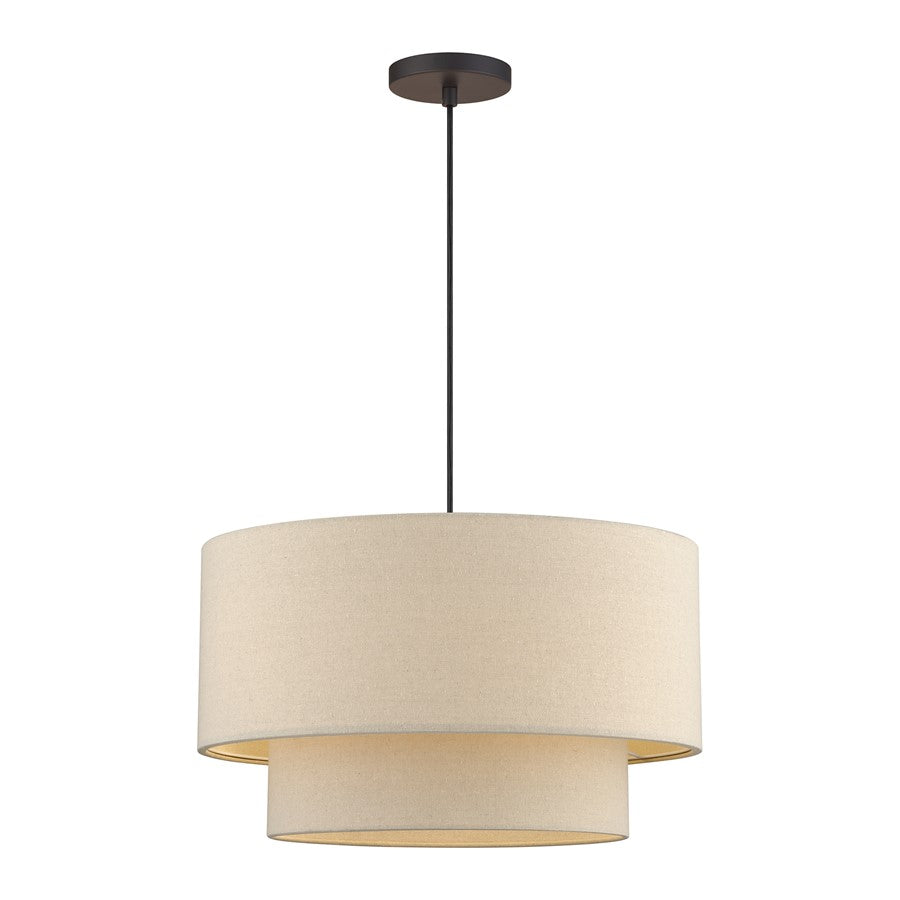 Livex Bellingham 3Lt Pendant, Bronze/Parchment Hardback - 58874-07