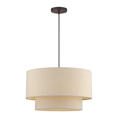 Livex Bellingham 3Lt Pendant, Bronze/Parchment Hardback - 58874-07