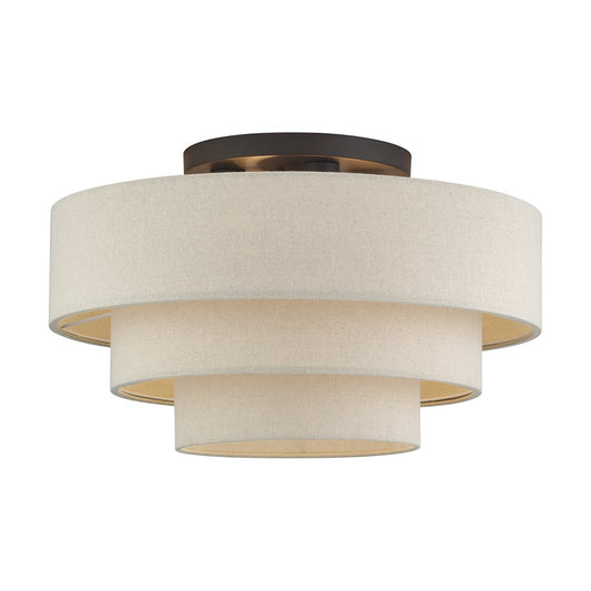 Livex Bellingham 4Lt 21" Semi-Flush, Bronze/Parchment Hardback - 58876-07