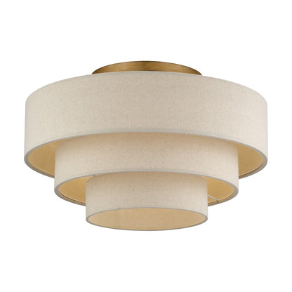 Livex Bellingham 4Lt 21" Semi-Flush, Gold/Parchment Hardback