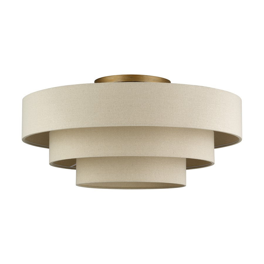 Livex Bellingham 5Lt 28" Semi-Flush, Gold/Parchment Hardback