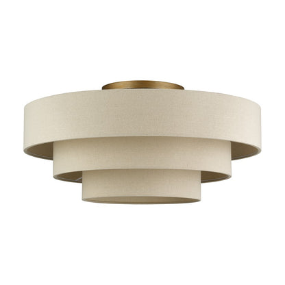 Livex Bellingham 5Lt 28" Semi-Flush, Gold/Parchment Hardback