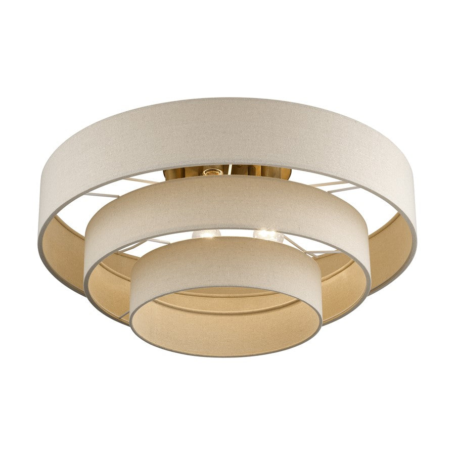 Livex Bellingham 5Lt 28" Semi-Flush, Gold/Parchment Hardback