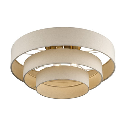 Livex Bellingham 5Lt 28" Semi-Flush, Gold/Parchment Hardback