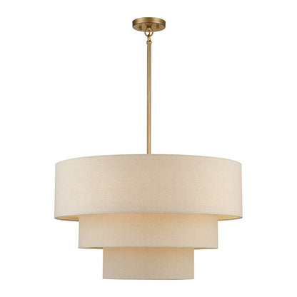 Livex Bellingham 5Lt 28" Pendant Chandelier, Gold/Parchment Hardback - 58878-48